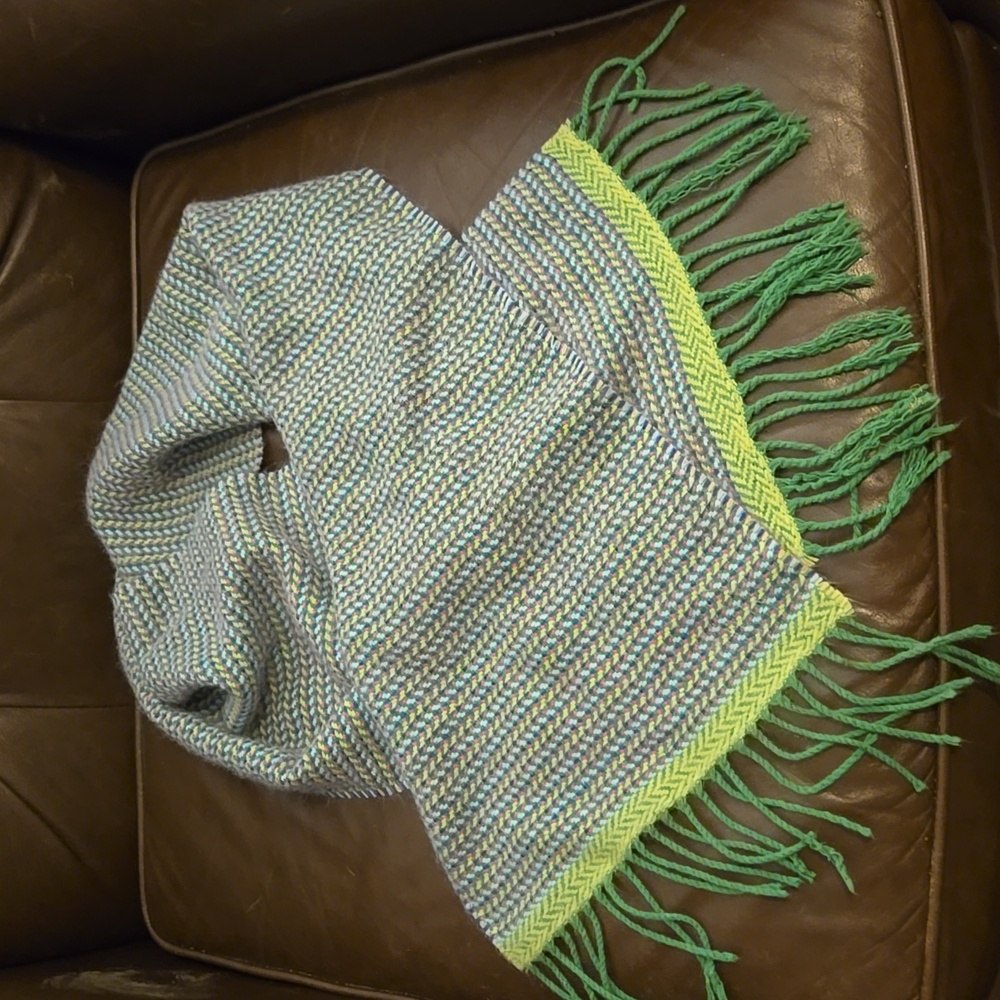 Lightweight colorful scarf with fringe